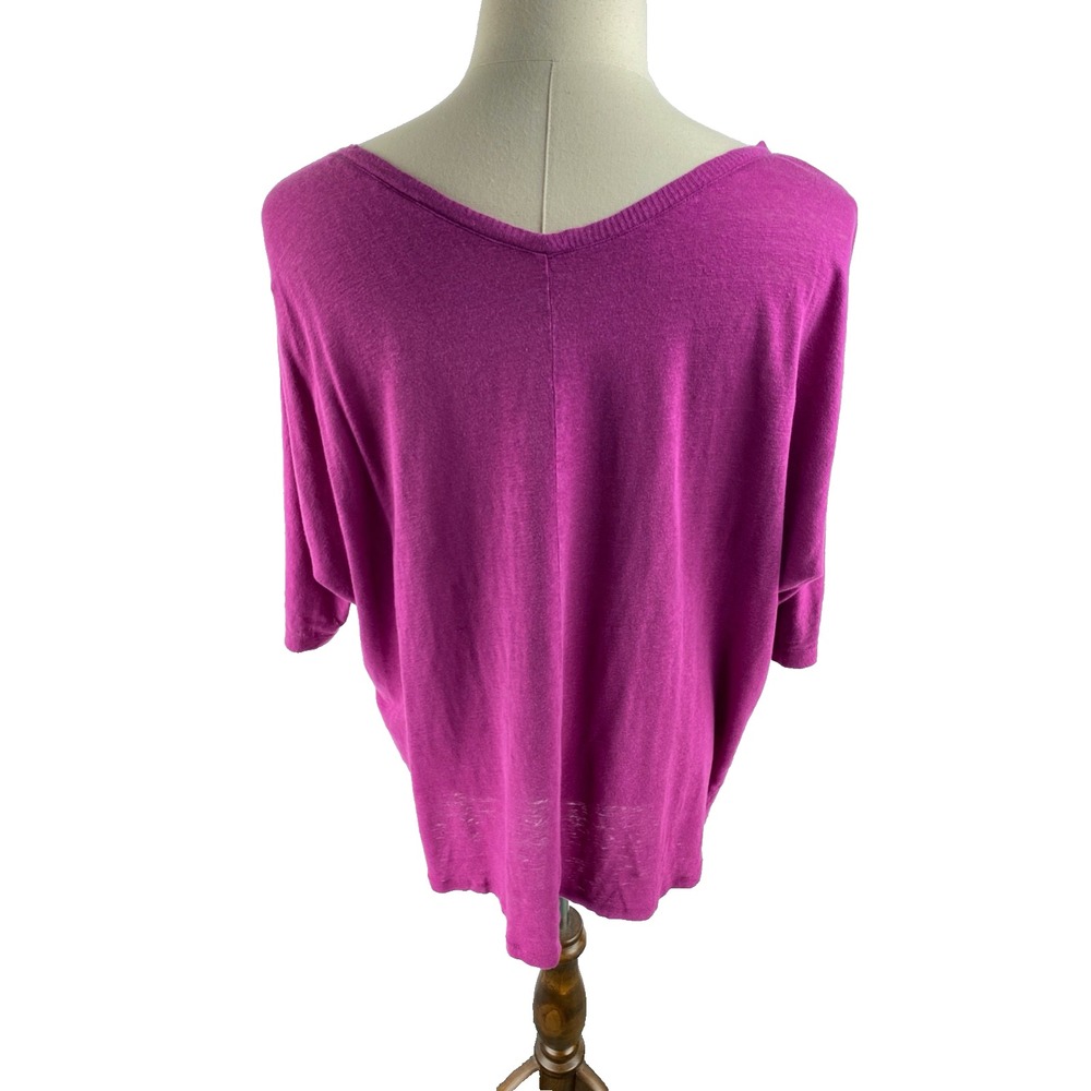 Eileen‎ Fisher Womens XL V-Neck 100% Linen Blouse Knit Oversized Ruby Pink - Picture 6 of 11